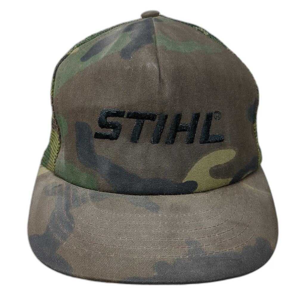 Swingster Trucker Hat Green Camo Vintage Mesh Back STIHL Logo Snapback USA